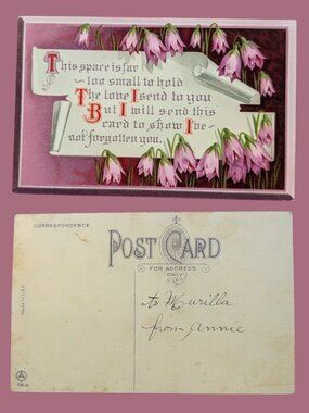 10/$25 Antique Unused Golden Age Floral Sentimental Postcard